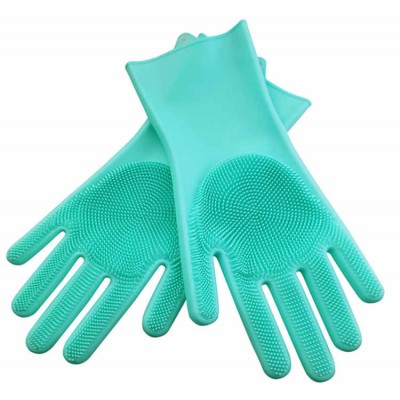 Amazon Hot Sale Magic Cleaning Sponge Silicone Dishwashing Gloves With Scrubber