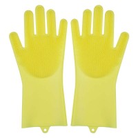 Hot Sales Magic Silicone Dishwashing Gloves Sponge Rubber Scrub Gloves Kitchen Cleaning Silicone Dish Gloves 1 Pair